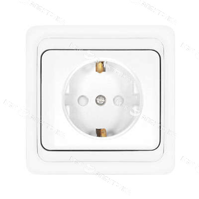 Розетка одноместная "UNIVersal" серия Валери с/з, с/у, з/ш 16А белая