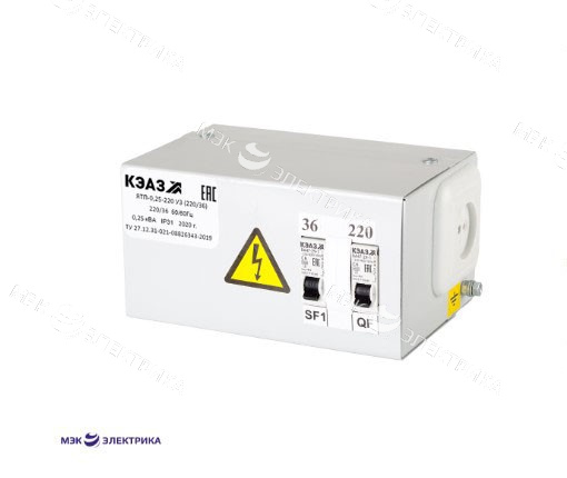 Ящик с понижающим трансформатором ЯТП - 0,25 220/24 IP31 (ОСО) (2 авт) (225x150x125)