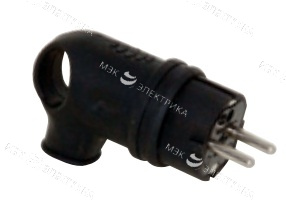 Вилка переносная угловая с кольцом (каучук) 2P+E, 16A, 220-240V, IP44