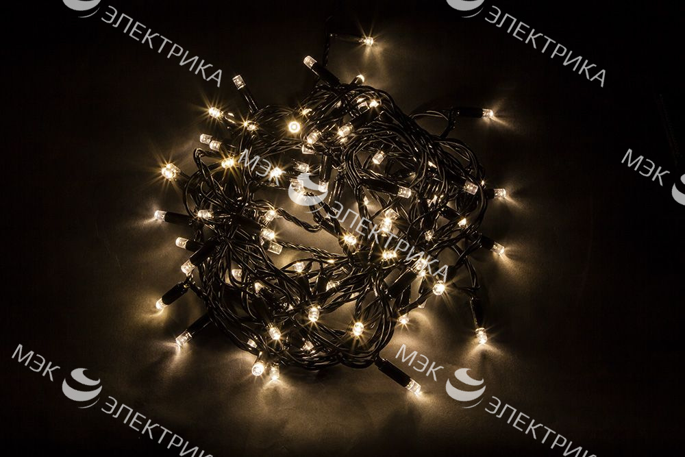 CL44 Гирлянда линейная, 200 LED 2700К, с эффектом стробов, 20 м +1.5м черный шнур, IP65