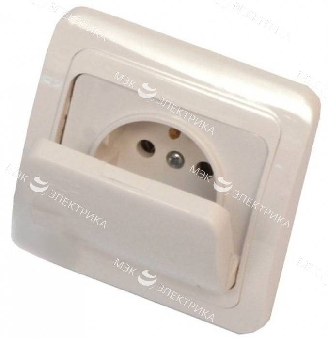 Евро.розетка 1м скр\п с крышкой слоновая кость "ВАЛЕРИ"