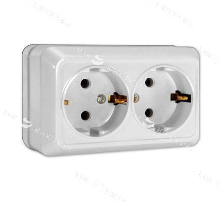 Евро.розетка 2м. о/п белый "Олимп"